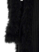 The Attico Knitted Coat With Belt And Feather Effect Trim