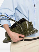The Attico La Passeggiata Small Crocodile Effect Shoulder Bag With Top Handle
