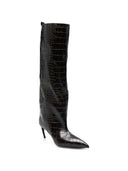 The Attico Lea Knee High Boots With A Pointed Toe And Crocodile Effect Toe