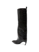 The Attico Lea Knee High Boots With A Pointed Toe And Crocodile Effect Toe