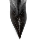 The Attico Lea Knee High Boots With A Pointed Toe And Crocodile Effect Toe
