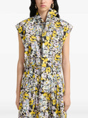 Marni Black Poplin Sleeveless Blouse With Pop Floral Print