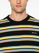 Marni Striped Cotton T Shirt With Logo Print