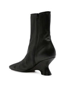 Dries Van Noten Black Leather Heeled Ankle Boots