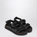 Birkenstock Sandalia shinjuku negra en cuero natural y tejido