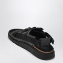 Birkenstock Sandalia shinjuku negra en cuero natural y tejido