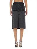 Alexander Mc Queen Two Tone Denim Skirt