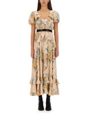 Alexander Mc Queen Floral Print Ruched Silk Dress