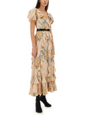 Alexander Mc Queen Floral Print Ruched Silk Dress