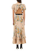 Alexander Mc Queen Floral Print Ruched Silk Dress
