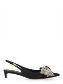 Dolce & Gabbana Satin Sling Back With Rhinestone Embroidery