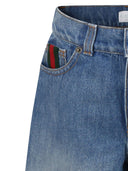 Gucci Denim Shorts With Web Ribbon