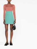 Balmain Button Embossed Wool Mini Skirt