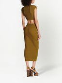 Balmain Button Embossed Knit Cropped Top