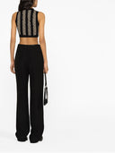 Monogramme sans manches balmain top cuit à rayures