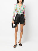 Iro Printed Wrap Silk Blend Top