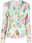 Iro Printed Wrap Silk Blend Top