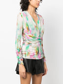 Iro Printed Wrap Silk Blend Top