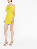 The New Arrivals By Ilkyaz Ozel Feathers Detail Short Dress