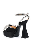 Mach & Mach Double Bow Square Toe Satin Platform Sandals