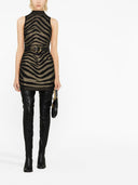 Balmain Sleeveless Zebra Print Knit Short Dress