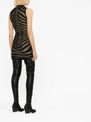 Balmain Sleeveless Zebra Print Knit Short Dress