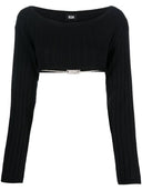 Gcds Cropped Boat Neck Sweater