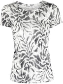 Majestic Printed Linen Blend T Shirt