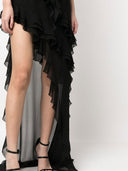 Alessandra Rich Ruffles Detail Silk Georgette Avond Jurk