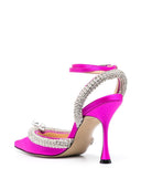 Mach & Mach Crystal Embellished Satin Slingback Pumps