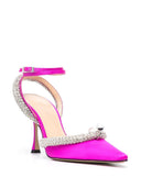 Mach & Mach Crystal Embellished Satin Slingback Pumps