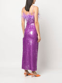 Giuseppe Di Morabito Feathers Sequins Long Dress