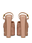 Valentino Garavani Tan Go Leather Platform Sandals