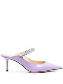 Jimmy Choo Bing 65 Muli in pelle di brevetto con cinturino cristallino
