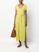 Majestatyczna lniana mieszanka długa sukienka