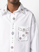Bluemarble Rhinestone Embellishment Cotton Shirt