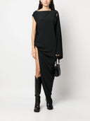 Rick Owens Long One Spalla Draped Silk Blend Dress