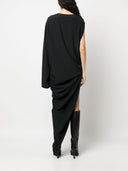 Rick Owens Long One Spalla Draped Silk Blend Dress