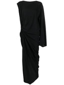 Rick Owens Long One Spalla Draped Silk Blend Dress
