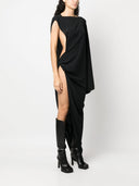 Rick Owens Long One Spalla Draped Silk Blend Dress