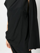 Rick Owens Long One Spalla Draped Silk Blend Dress