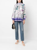 F.R.S . High Neck Printed Silk Blouse