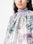 F.R.S . High Neck Printed Silk Blouse