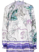 F.R.S . High Neck Printed Silk Blouse