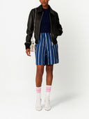 Ami Paris Striped Silk Shorts
