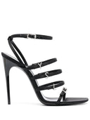 Sandalias de tacón de satén de satén Saint Laurent