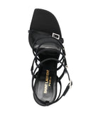 Sandalias de tacón de satén de satén Saint Laurent