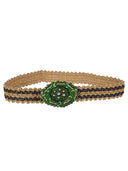 Exquisite J Striped Raffia Belt