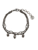Alexander Mc Queen Skull Pearl Pavé Bracelet