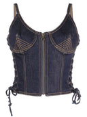 Jean Paul Gaultier Laced Detail Denim Corset Top